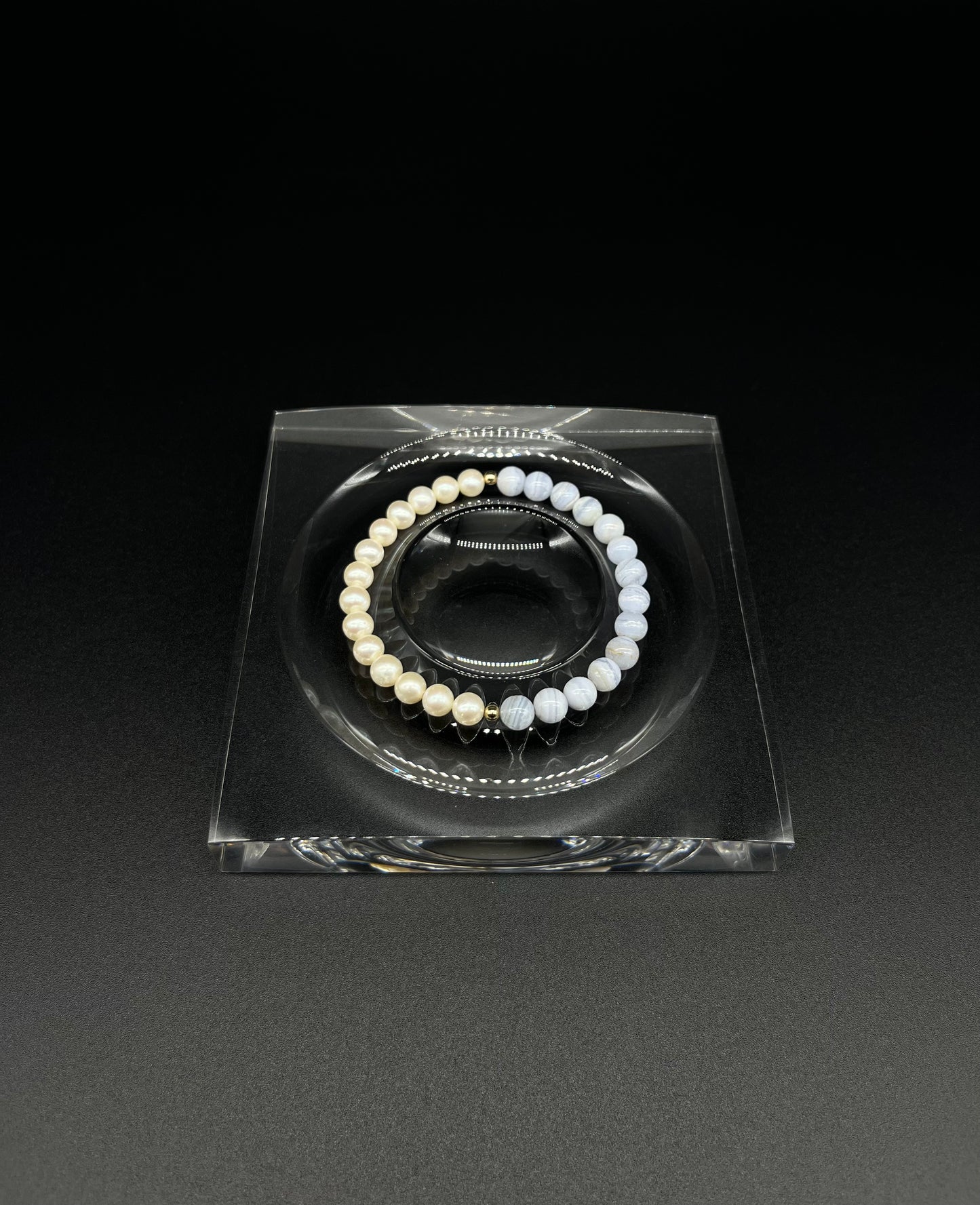 Half Blue Lace Agate Bracelet