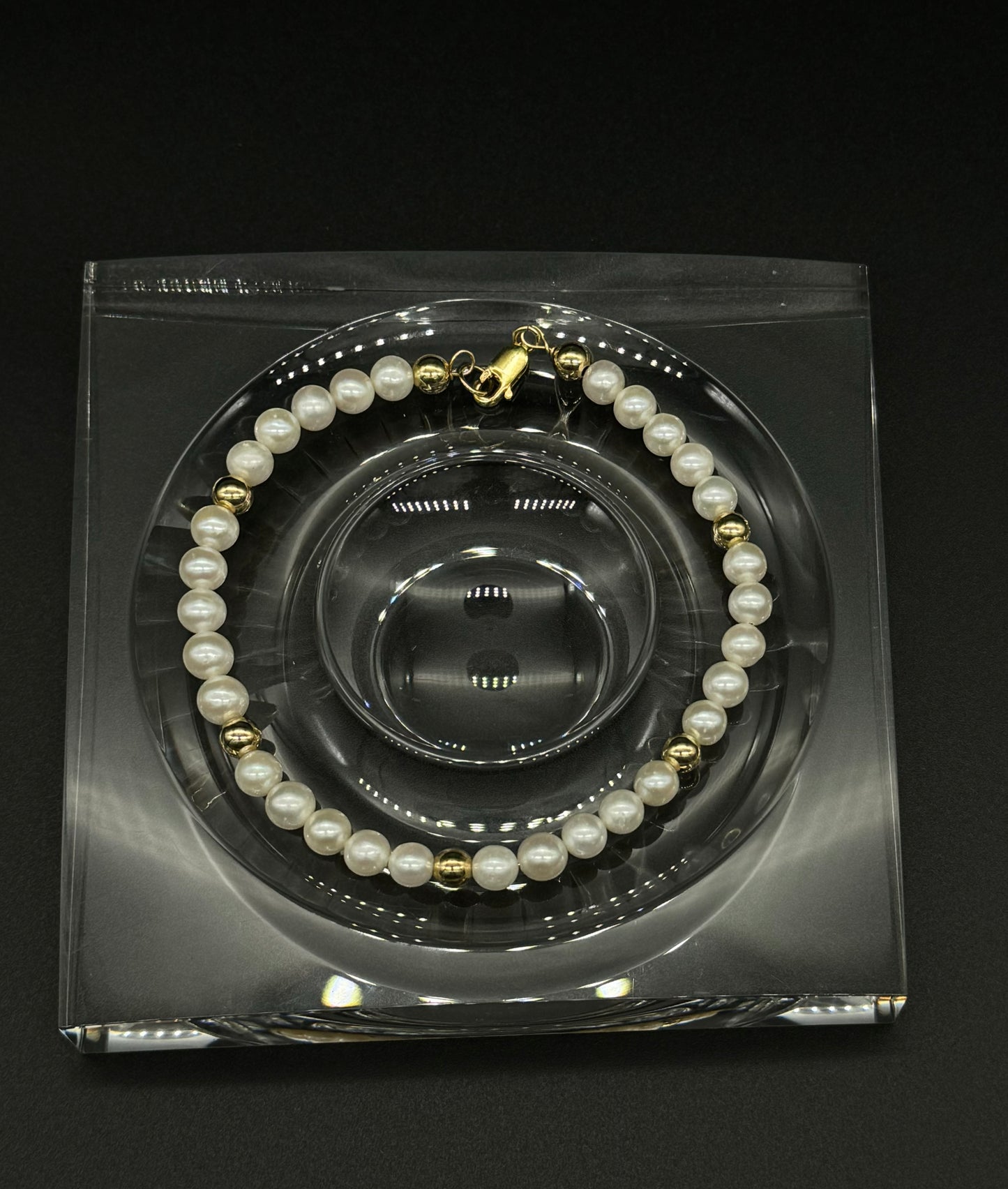 Pearl and Gold Filled Bead Bracelet